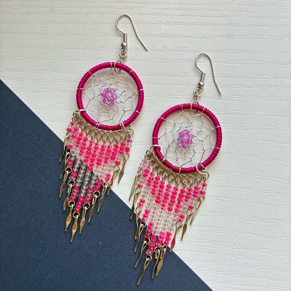 Pink Dreamcatcher Earrings
